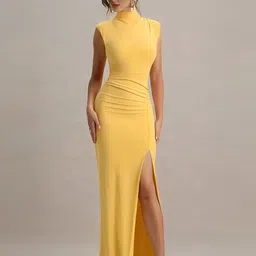 R.Code by The Roadster Life Co. Women High Neck Side Slits Bodycon Maxi Dress-picture-22