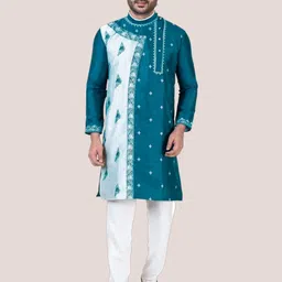 FRANSCART Men Geometric Embroidered Thread Work Kurta-picture-12