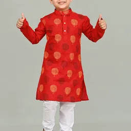 NFC CREATION Boys Floral Printed Regular Thread Work Kurta with Pyjamas-picture-19