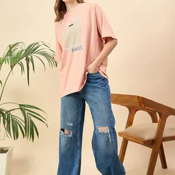 Mast & Harbour Women Printed Drop-Shoulder Sleeves T-shirt-picture-27