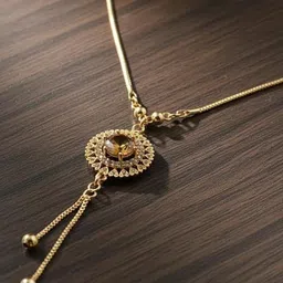 TESSARA Gold-Plated American Diamond Studded Minimal Necklace image 2