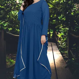 Thapnath Woman Fit and Flare Ethnic Dress Dupatta Set image 2