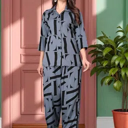 Moda Rapido Women Crepe Printed Co-Ords Set-image-98