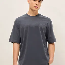 PockMAN Men Bio Finish Solid Round Neck Cotton Oversized T-shirt-image-73