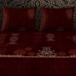 SPACES Rangana Digital Red Printed Pure Cotton 300 TC King Bedsheet Set Set 2.74 x 2.74m image 5