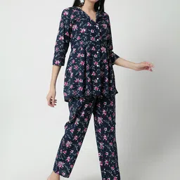 HERE&NOW Printed V Neck Cotton Top With Palazzo Co-Ords image 5