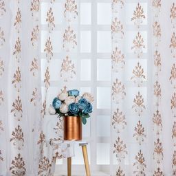 Parda Online White & Brown Ethnic Motifs Embroidered Tissue Sheer Long Door Curtain-picture-17
