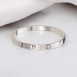 Jewels Galaxy Women Crystals Silver-Plated Bangle-Style Bracelet-image-24