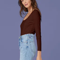 Maheshvi Women Solid Square Neck Long Sleeves Top image 3