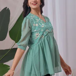 ZELZIS Women V-Neck Georgette Tunic Top image 2