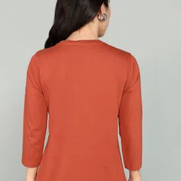 The Roadster Lifestyle Co. Women Solid Round Neck Pure Cotton T-shirt image 4