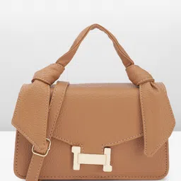 DressBerry Brand Logo Embossed Textured Satchel image 3