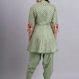 PJ KURTI Women Angrakha Thread Work Pure Cotton Kurta with Dhoti Pants image 5