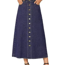 Tripursundari Fashion A-Line Maxi Denim Skirt-image-71