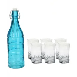 1ST TIME Blue & Transparent Glass Solid Water Bottle-picture-25