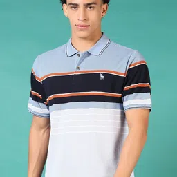 V-Mart Men Striped Polo Collar Cotton T-shirt-picture-34