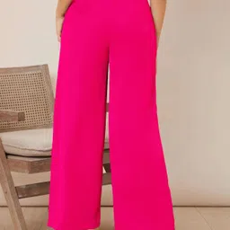 kotty Women Regular Fit Pink Viscose Rayon Trousers image 2