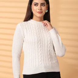 Clora Creation Women Cable Knit Woollen Pullover-picture-12
