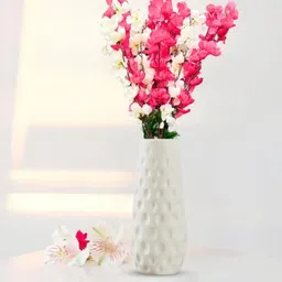 Go Hooked 2 Pieces White & Pink Blossom Artificial Flower With Pot image 2