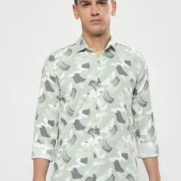 YOUTH FIRST Men Modern Sheer Printed Casual Shirt-picture-39