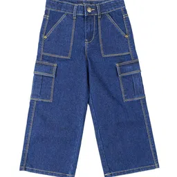 UNDER FOURTEEN ONLY Girls Regular Fit Mid-Rise Cotton Cargo Jeans-picture-31