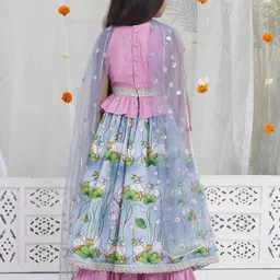 Little Bansi Girls Printed Ready to Wear Lehenga & Blouse With Dupatta image 2