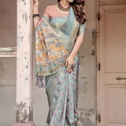 ALMAARI FASHION Ethnic Motifs Zari Pure Silk Jamdani Saree image 3