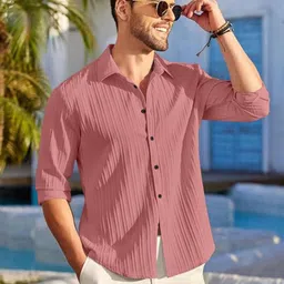 Deelmo Textured Spread Collar Casual Shirt image 2