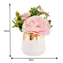 Myntra Elegant Homes White & Pink Artificial Flower With Pot image 4