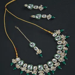 Divisha Gold-Plated Stones Studded & Beaded Jewellery Set-picture-21