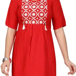 BAESD Girls Red & White Short Sleeves Kurti & Palazzo Set image 4