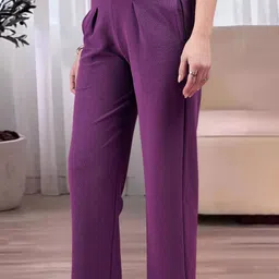 DressBerry Women Smart Loose Fit Wrinkle Free Pleated Wide Leg Trousers image 5