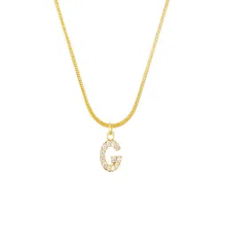 AQUASTREET 18K Gold Plated Anti-Tarnish Zircon Initial Letter G Pendant Necklace-picture-28