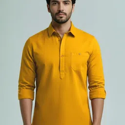 Vida Loca Shirt Collar Roll-Up Sleeves Cotton Straight Kurtas-picture-11