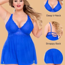 ZERJAMA Women Plus Size Sheer Babydoll Dress With Matching Brief image 2