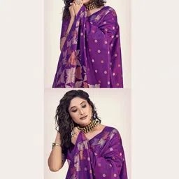 CANIZZARO Woven Design Zari Silk Blend Banarasi Saree image 4