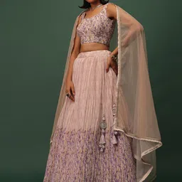 FABPIXEL Women Embroidered Mirror Work Semi-Stitched Lehenga ,Unstitched Blouse ,Dupatta image 2