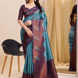 oxalis Ethnic Motifs Zari Banarasi Saree-picture-31