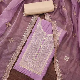 SAINOOR Embroidered Pure Silk Semi-Stitched Dress Material-picture-19