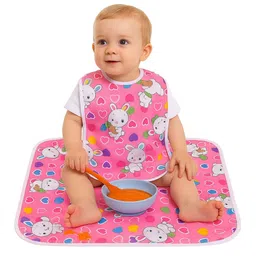 Kuber Industries Infants Kids Animal Printed Cotton Waterproof Bib With Food Mat image 3