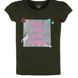 PLUM TREE Girls Pack of 4 Typography Printed T-shirts image 2