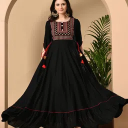 Jaipurite Women Ethnic Motifs Embroidered Anarkali Kurta-image-59