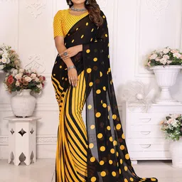 Moda Rapido Polka Dot Print Half and Half Saree-image-16