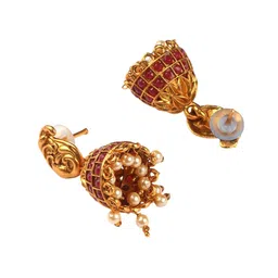 StileAdda Gold-Plated Stone Studded Temple Jewellery Set image 3