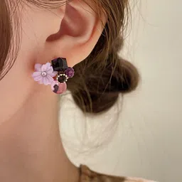 PolluxCraft Gold-Plated Artificial Beaded Contemporary Korean Studs image 4