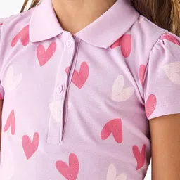 Juniors by Babyshop Girls Shirt Collar Heart Print Fit & Flare Dress image 2