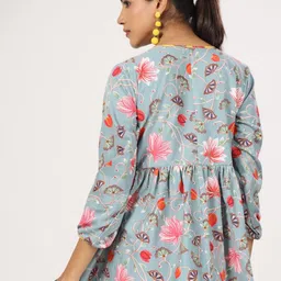 JAIPURRANG Floral Print Puff Sleeve Peplum Top image 4