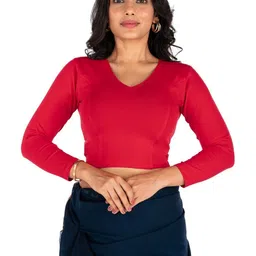 Abhi Women Red Solid Cotton Fitted Tops-picture-22