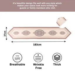 Aura Cream-Colored & Brown Printed Cotton Table Runner image 2