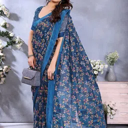 Moda Rapido Floral Poly Georgette Designer Saree image 2